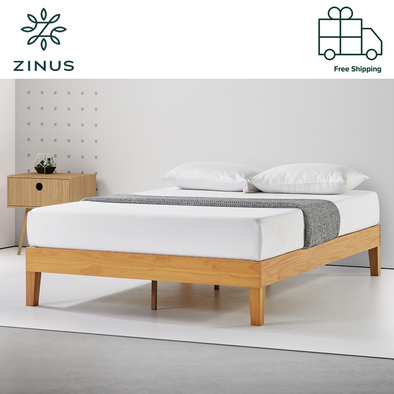 Zinus 14" Deluxe Wood Platform Bed Natural (Base) | Shopee Singapore