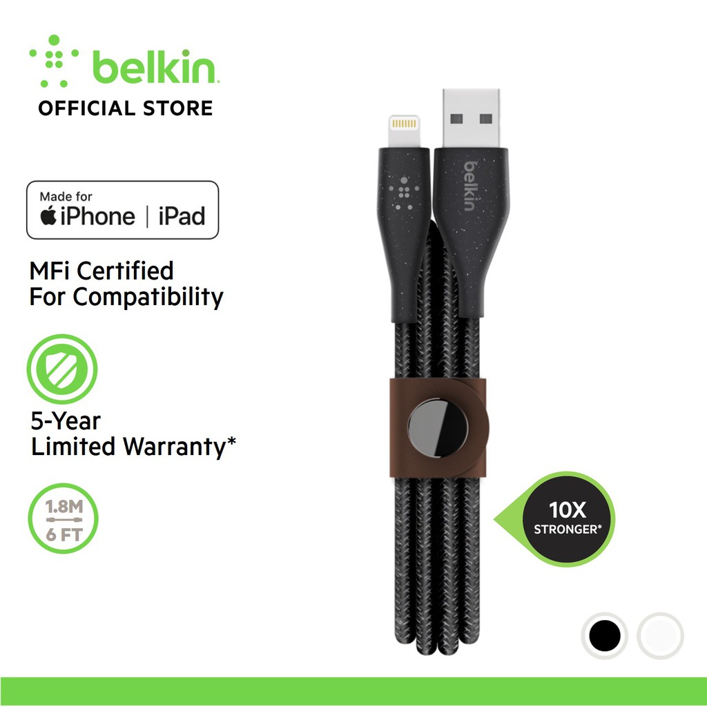 Belkin DuraTek™ Plus Lightning to USB-A Cable with Strap 1.8M (6FT) |  Shopee Singapore