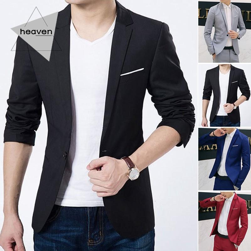 Image of 😘Men's Casual Slim Fit Formal One Button Suit Blazer Coat Jacket Tops