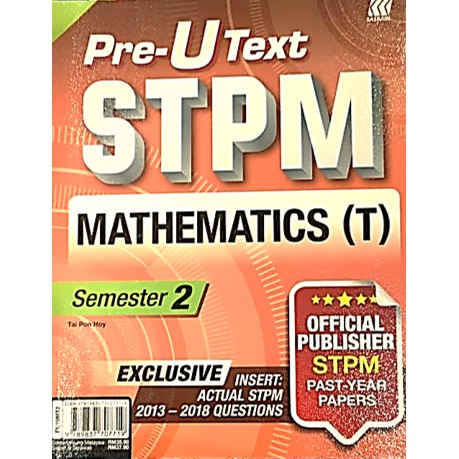 Pre U Text Stpm Semester 2 Mathematics T Shopee Singapore