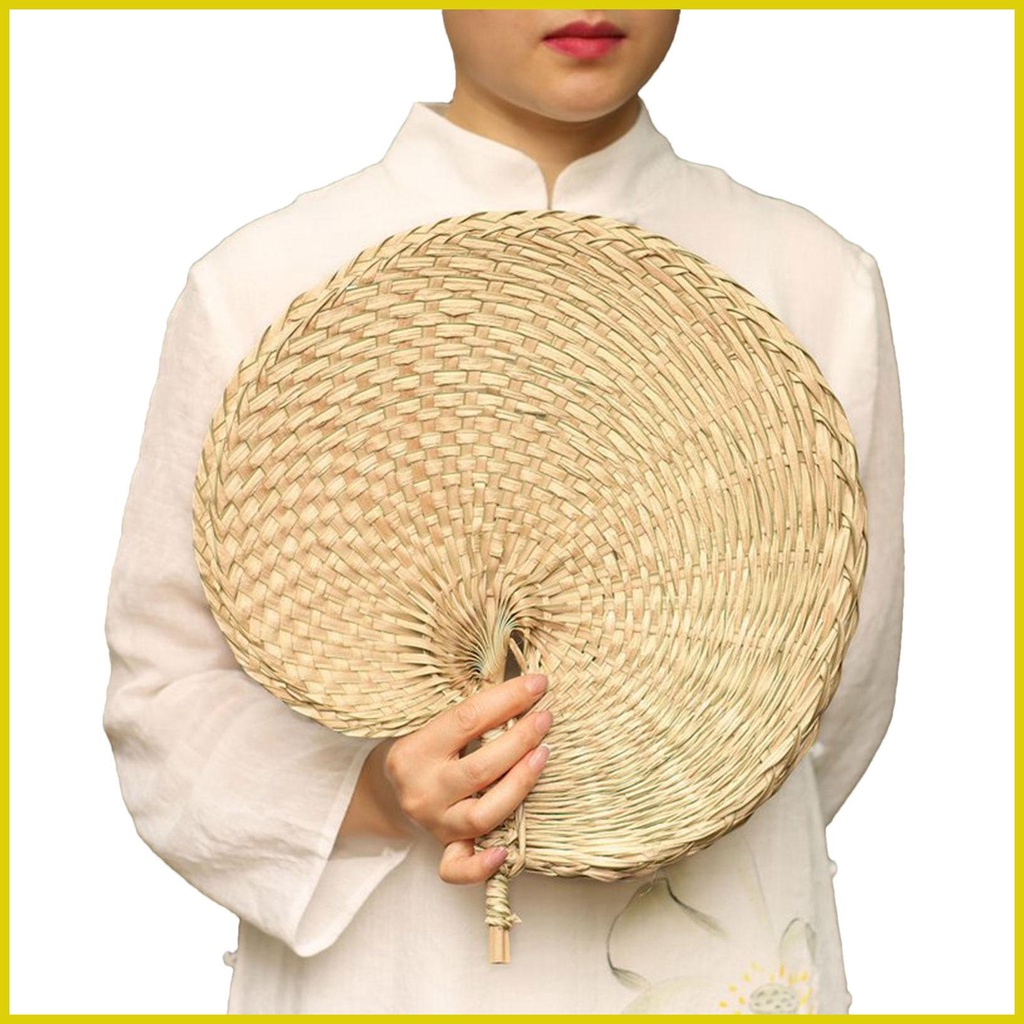 Raffia Woven Fan Tropical Hand Fans Natural Palm Leaves Weaving Natural