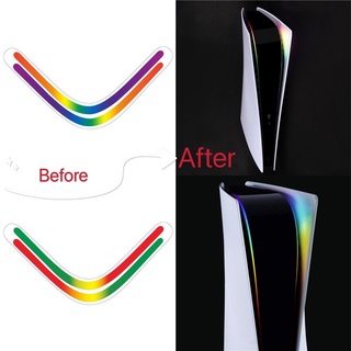 2PCS Gradient Color Luminous Stickers For Playstation 5 PS5 Game Console Self Adhesive LED Aufkleber Lightbar String Light Strap