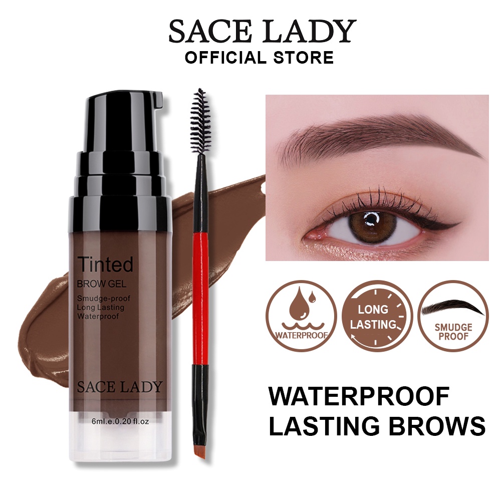 Sace Lady Waterproof Eyebrow Gel Long Lasting Eye Brow Kit With Brush 6 Color Cosmetics Shopee 