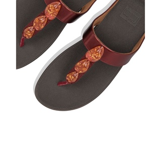 Image of thu nhỏ FitFlop FINO Women's Flecked-Stone Toe-Post Sandals - Dark Red (Y12-738) #3