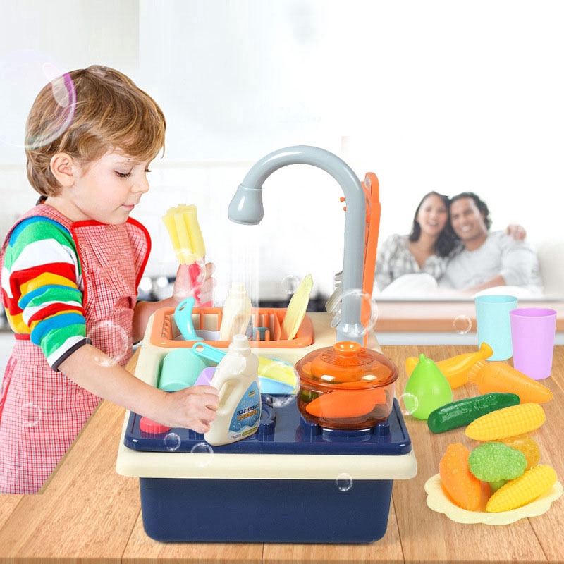 Download Wash Basin Kids Kitchen Sink Toys Pretend Play Electric Dishwasher Toy Set for Boys Girls ...