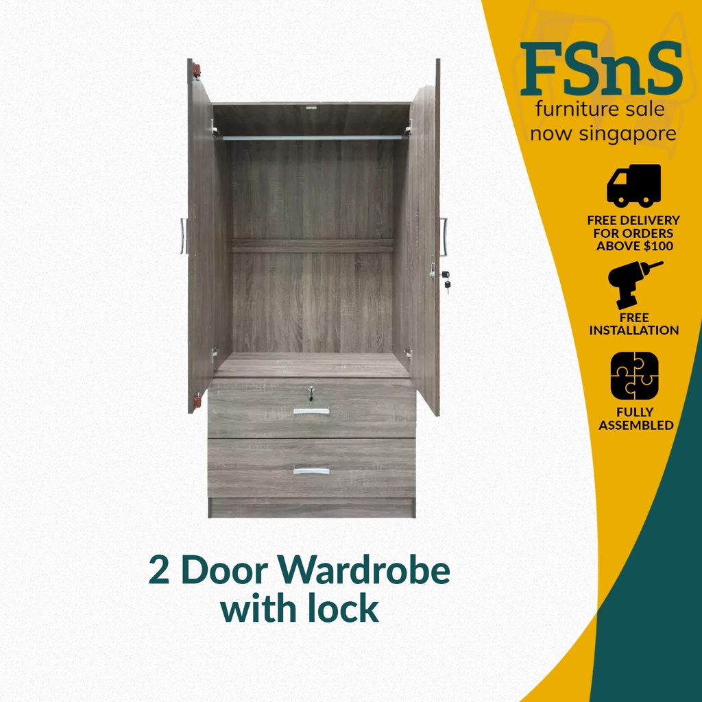 SG Ready Stock New 2 Door Wardrobe KM8008 Shopee Singapore