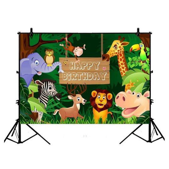 E kool Jungle Safari Themed Birthday Banner Background Photography Birthday  Party | Shopee Singapore