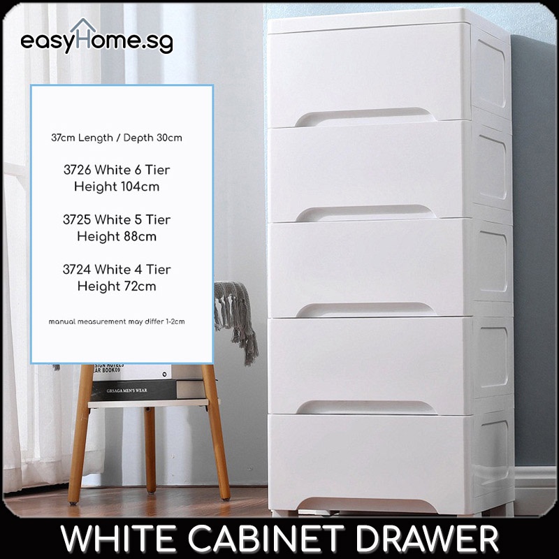 Easyhome.sg White Storage / Plastic Drawer storage