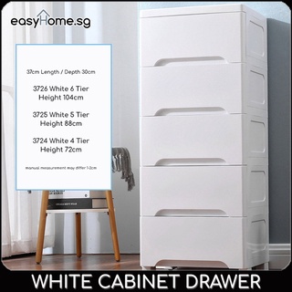 Easyhome.sg White Cabinet Storage Cabinet / Plastic Drawer storage Cabinet Organizer Box / Plastic Storage Box 3726 3724