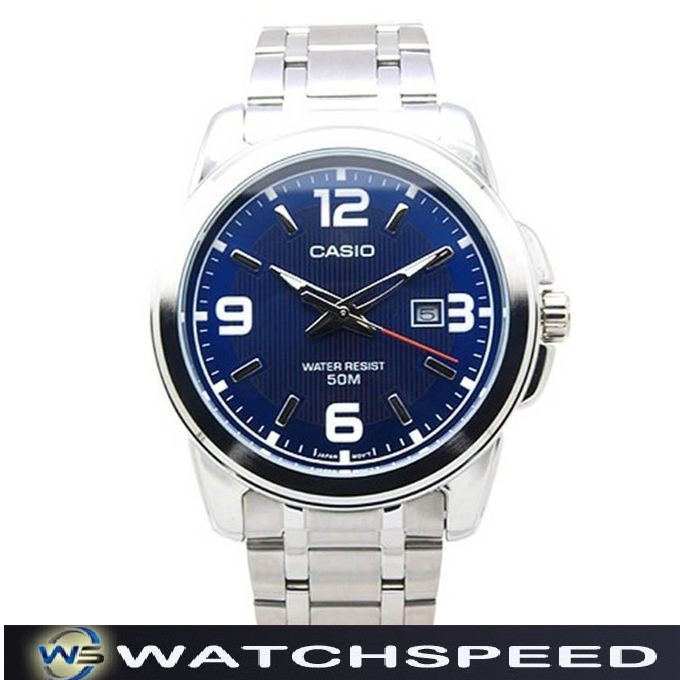 Casio MTP-1314D-2A MTP1314D-2A Blue Dial Silver Stainless Steel Men's Watch  | Shopee Singapore