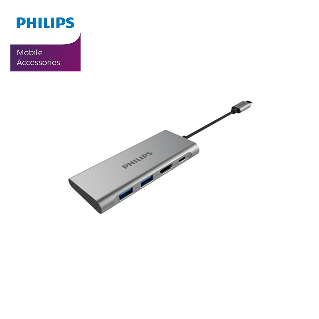 Philips DLK5524C USB C 4in1 Mini Hub, 2 x USB 3.0 / TypeC 60W / HDMI