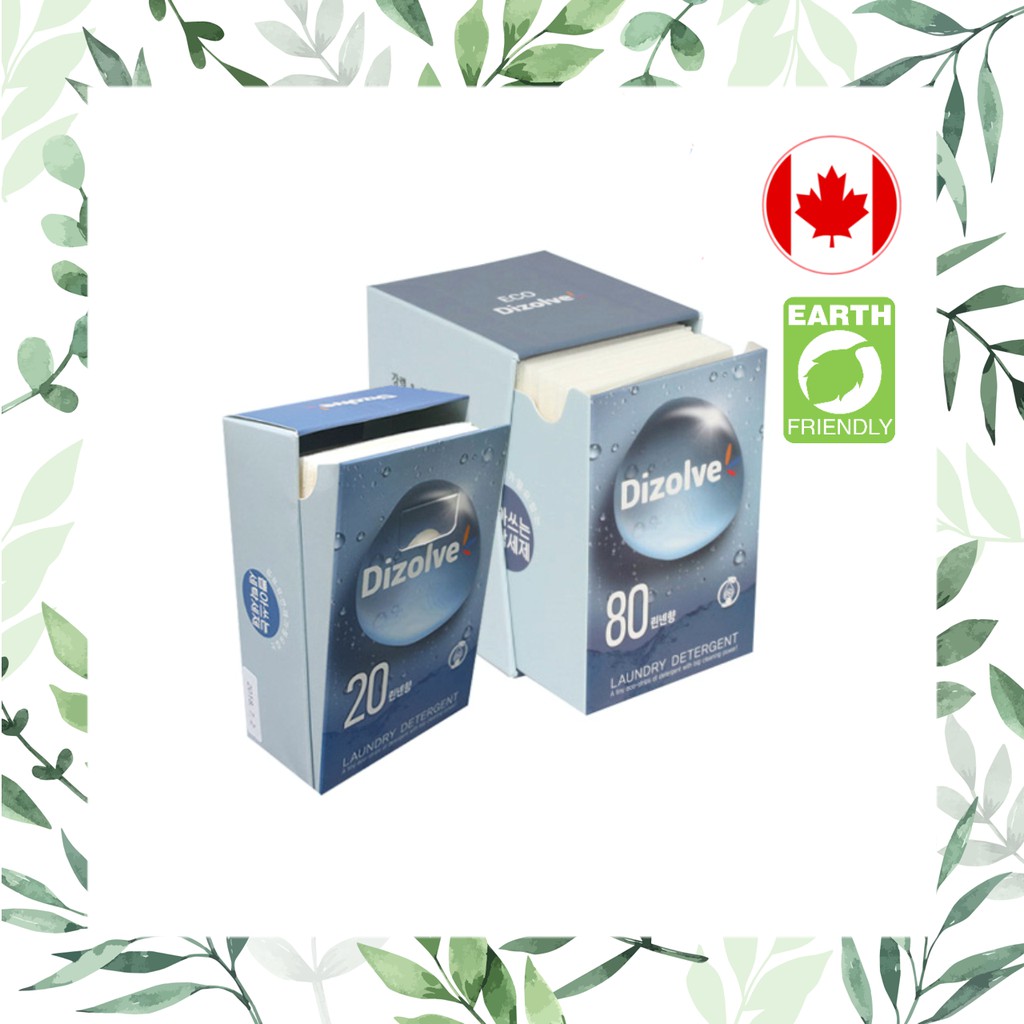 [Dizolve] Ecofriendly Canada Laundry Washing Detergents Sheets for Housekeeping (20 loads, 80