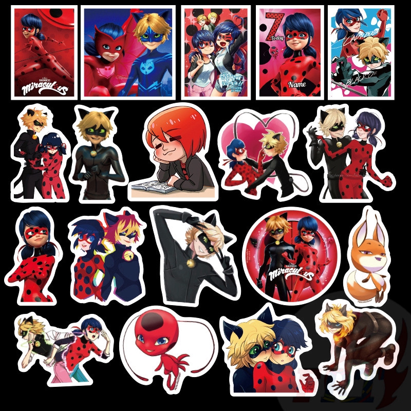 miraculous ladybug series 01 stickers 50pcs set mixed luggage laptop skateboard doodle stickers shopee singapore