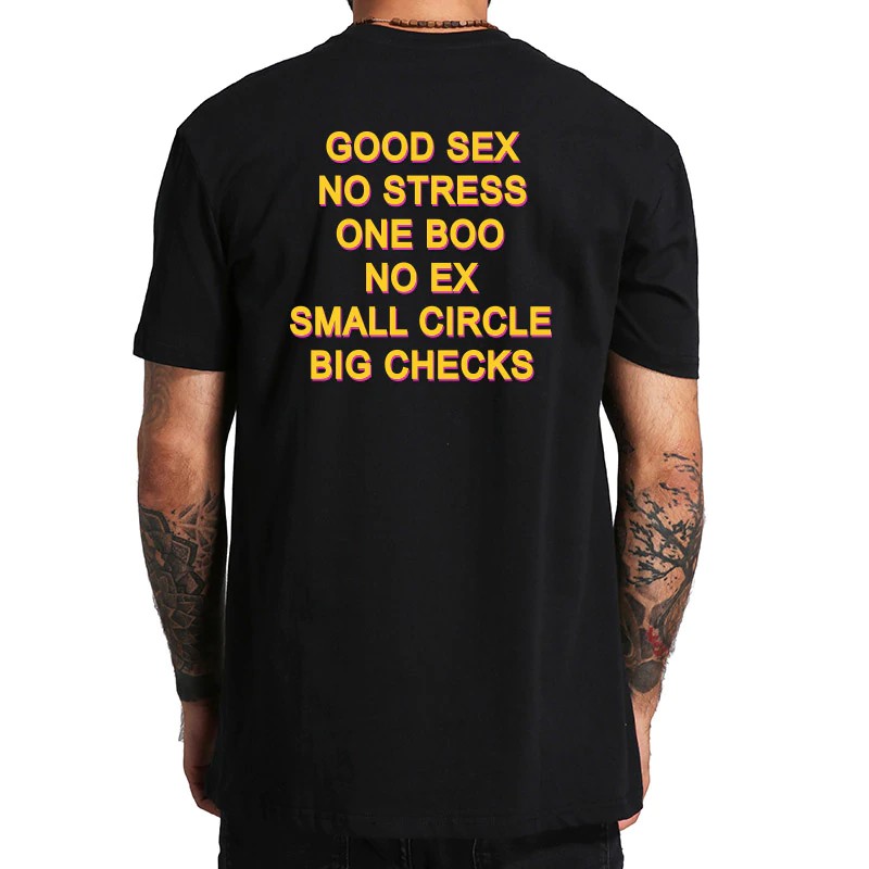Funny Good Sex No Stress One Boo No Ex Small Circle Big Checks T Shirt Casual Mens Cotton Printing O Neck Top Black Shopee Singapore