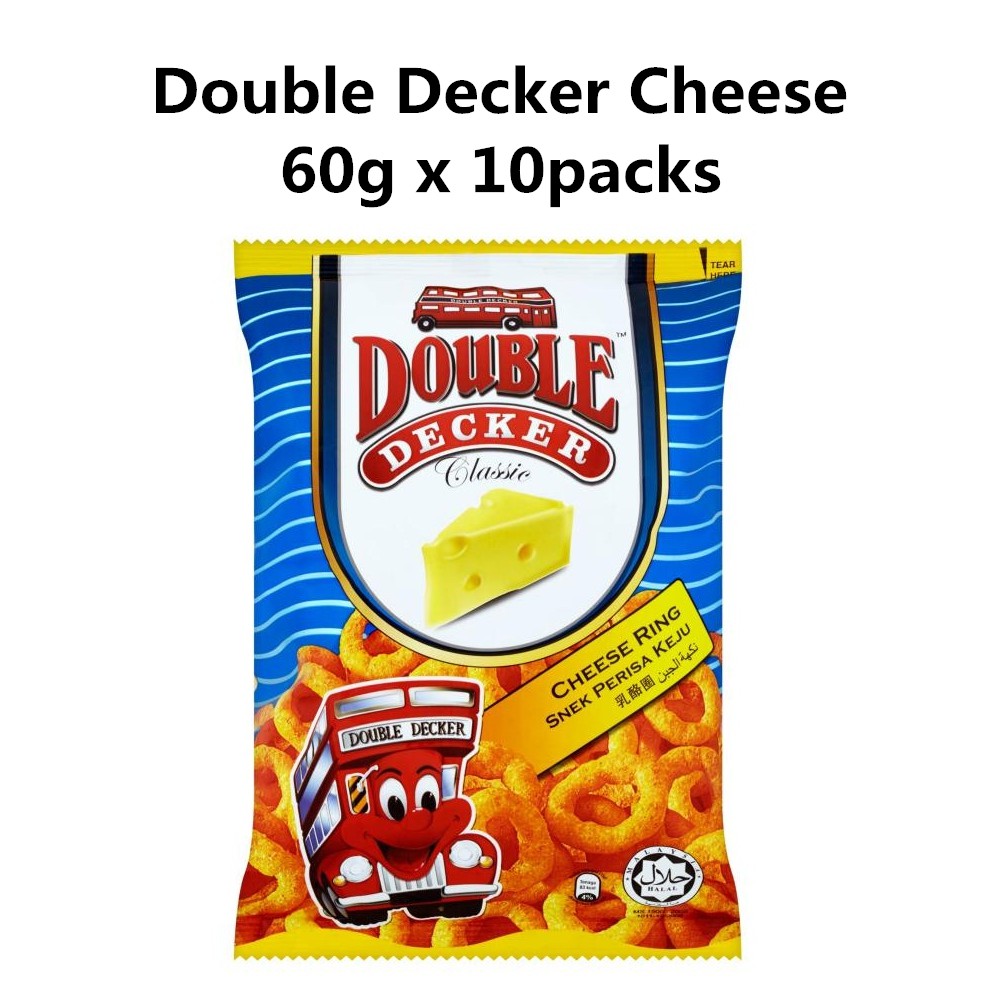 Shop Malaysia Double Decker Snack Keropok 60g X 10packs Prawn Chicken Cheese Spicy Shopee Singapore