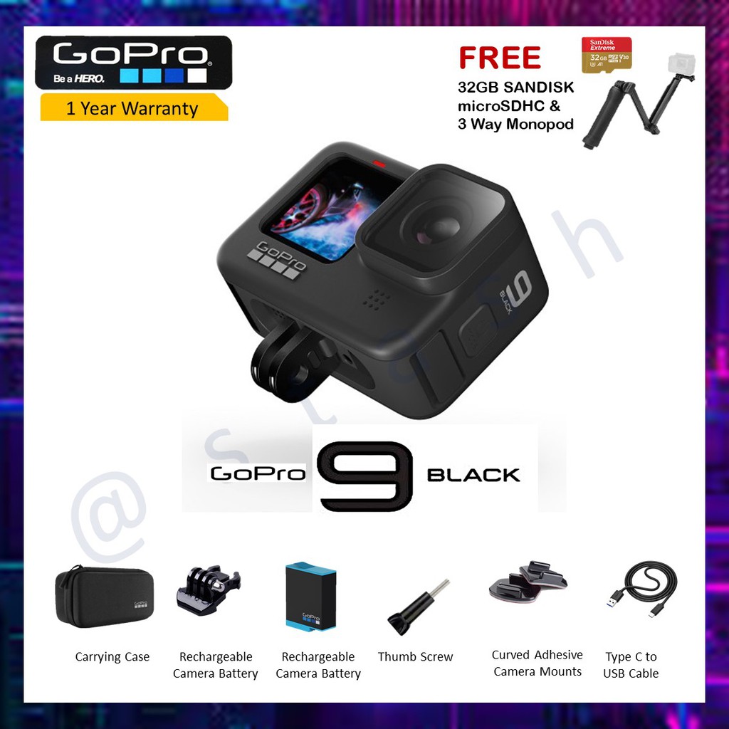 Gopro Hero 9 Black Free 3 Way Monopod Sandisk 32gb 1 Year Warranty Gopro 9 Gopro Hero 9 Shopee Singapore