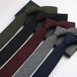 Men Korean Version Tie Narrow 6cm Hand-Tied Cotton Casual Professional Academy Pure Black