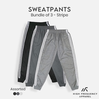 Image of [BUNDLE OF 3] Stripe Sweatpants Unisex HF Casual | Homewear | Grey Pants | Men Joggers | Sports