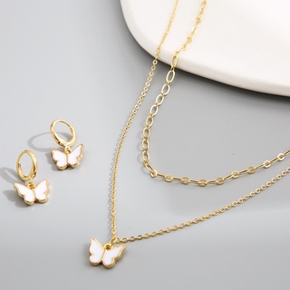 Image of thu nhỏ Simple Butterfly Pendant Necklace Hoop Earring Fine Chain Women Jewelry Accessories #6