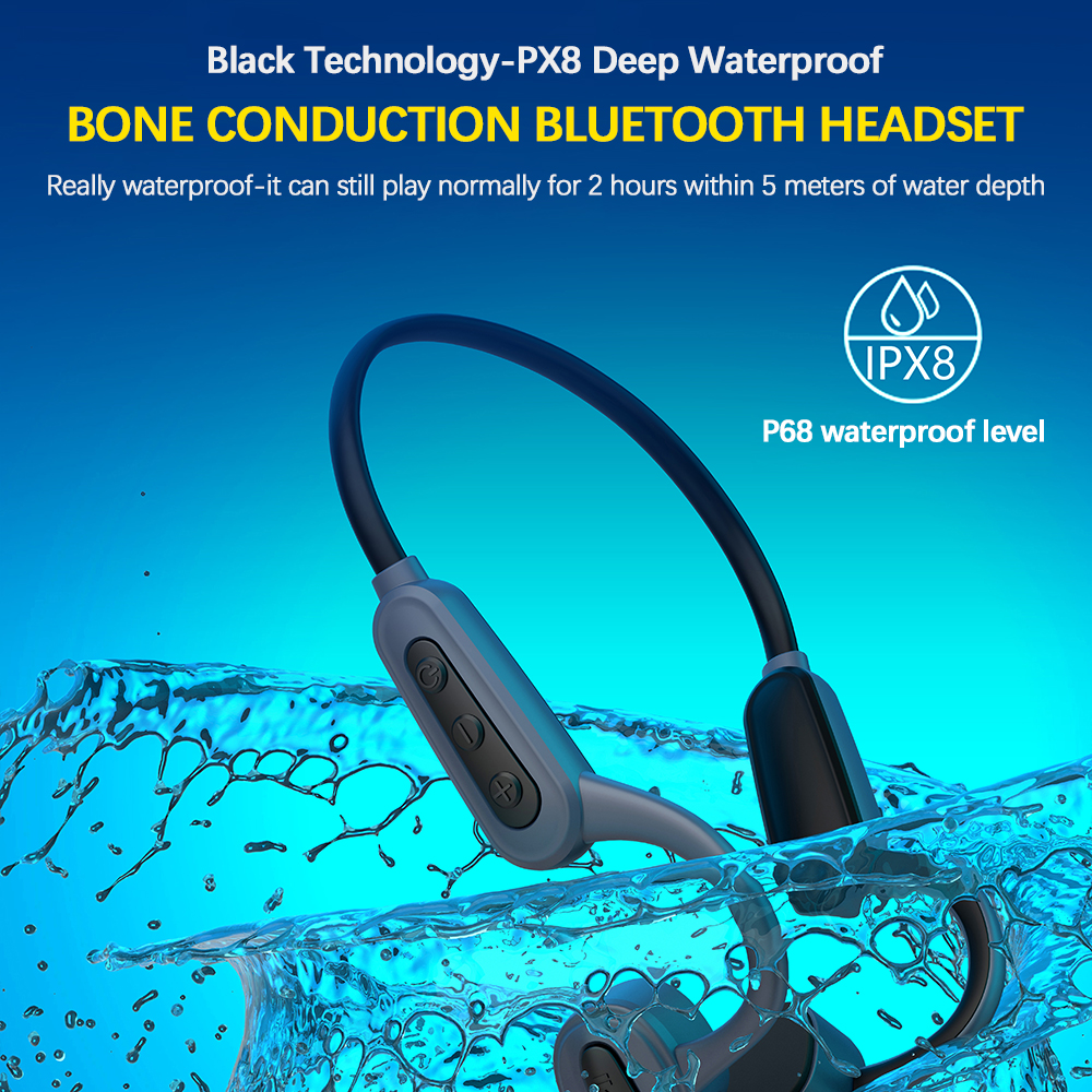 Ipx8 Waterproof Mp3 Player Swimming Headphones K8 Bone Conduction Wireless Bluetooth Headphones Built-in 16gb Memory