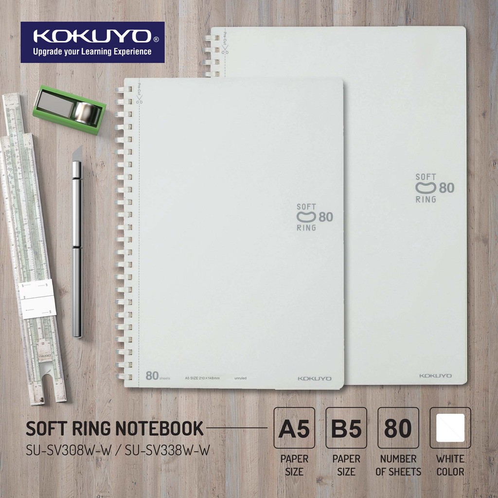 Shop Malaysia Kokuyo Soft Ring Notebook Blank A5 B5 White 80 Sheets Shopee Singapore