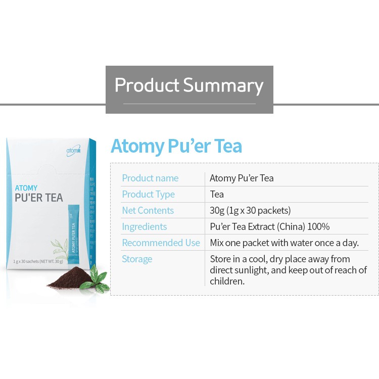 Atomy Slim Body Puer 1 Box Tea 1g X 30 Sticks Free Gift Shopee Singapore