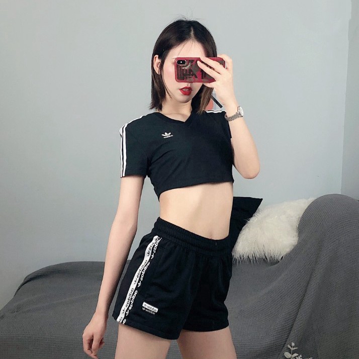 black and white adidas crop top