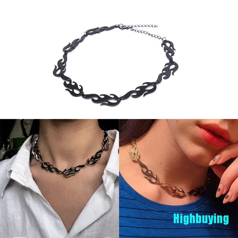 Highbuying Punk Flame Necklace Clavicle Hip Hop Chain Metal Choker Men Women Trendy Jewelry Shopee Singapore