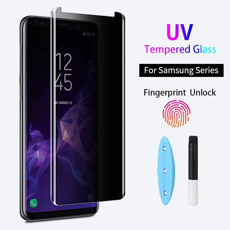 Samsung Galaxy S8 S9 S10 S20 S21 S22 Plus Note 8 9 10 20 Ultra UV Privacy Full Glue Cover Tempered Glass Screen Protector