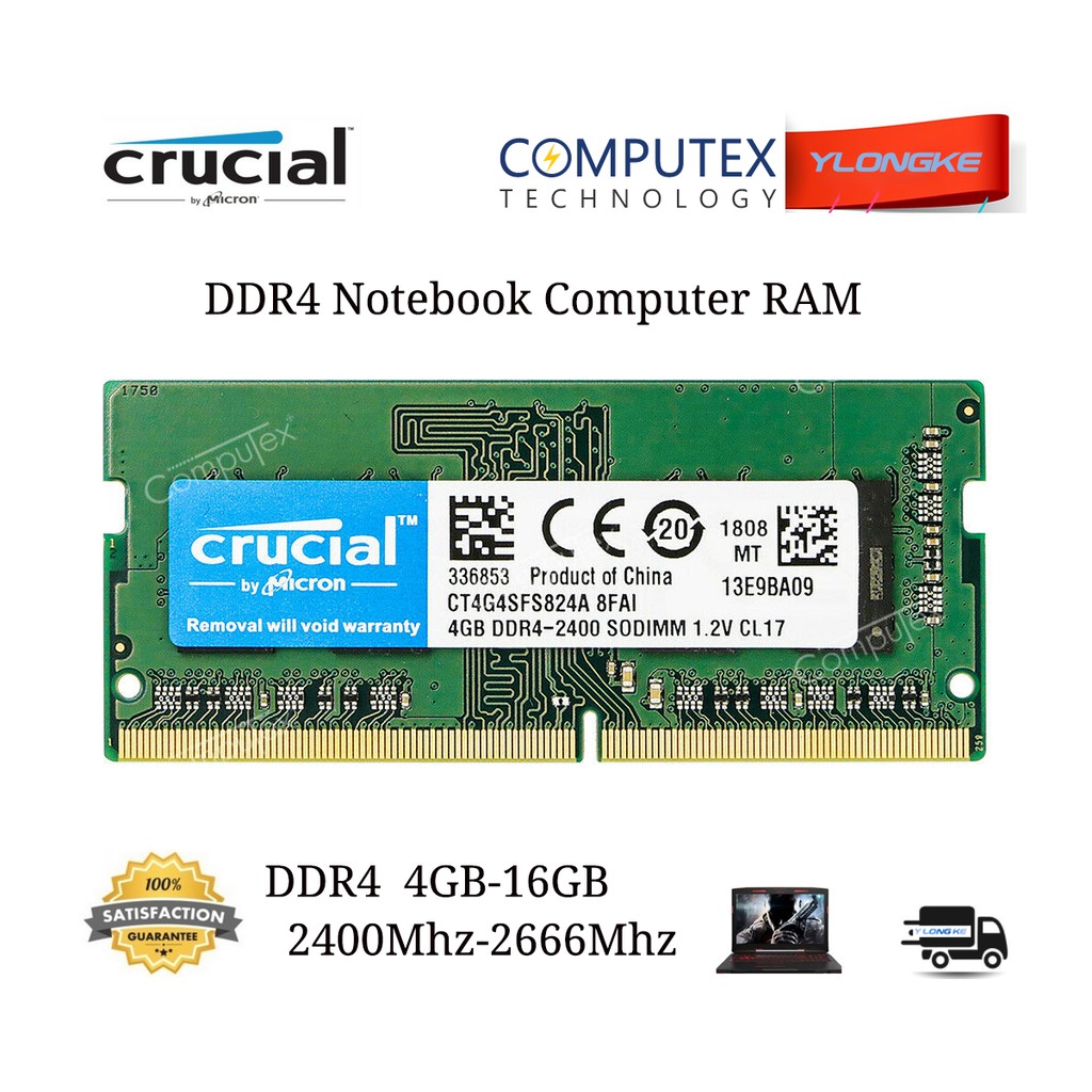 Crucial Micron 4gb 8gb 16gb Ddr4 Notebook Ram Sodimm 2400mhz 2666mhz Laptop Memory Shopee Singapore