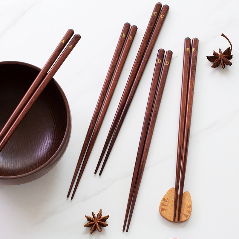 Mi Li style Japanese-style family pointed chopsticks solid wood chopsticks creative personality ...