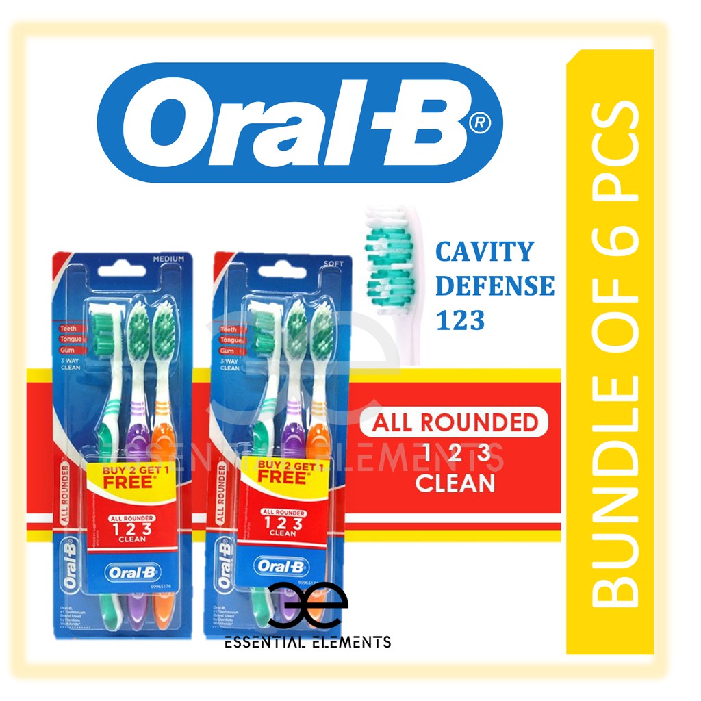 ORAL B [BUNDLE OF 6PCS(3X2Pack)] TOOTHBRUSH Oral-B All Rounder 123 ...