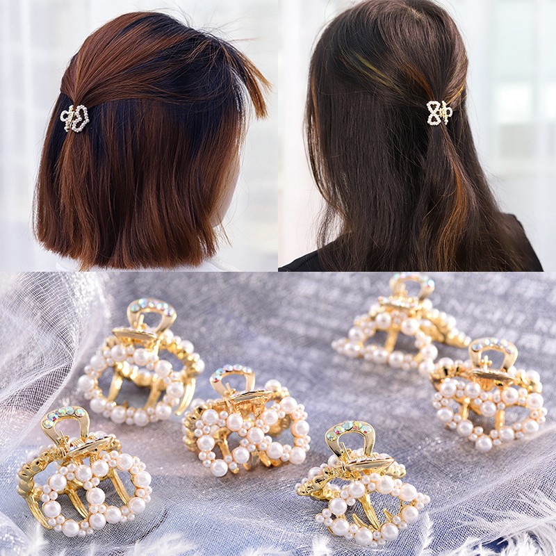 1PC Women Fashion Hair Clips Hair Claw Korean Crystal Imitation Pearl