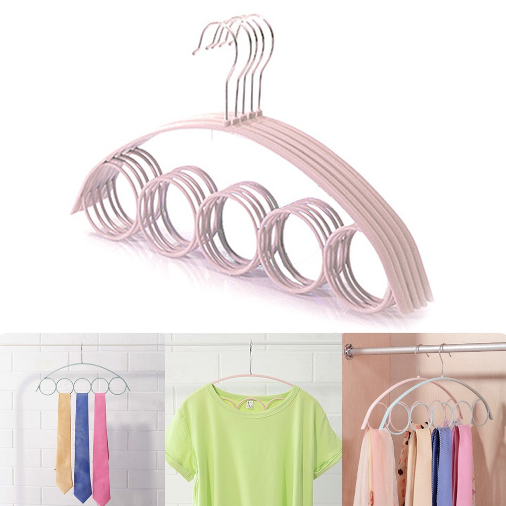 Pratical 5 Ring Display Shawl Holder Rack Belt Tie Scarf Hanger
