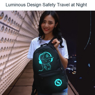 Luminous Laptop USB Backpack Men Casual Music Boy Student School Bags Outdoor Travel Waterproof Backpacks #4