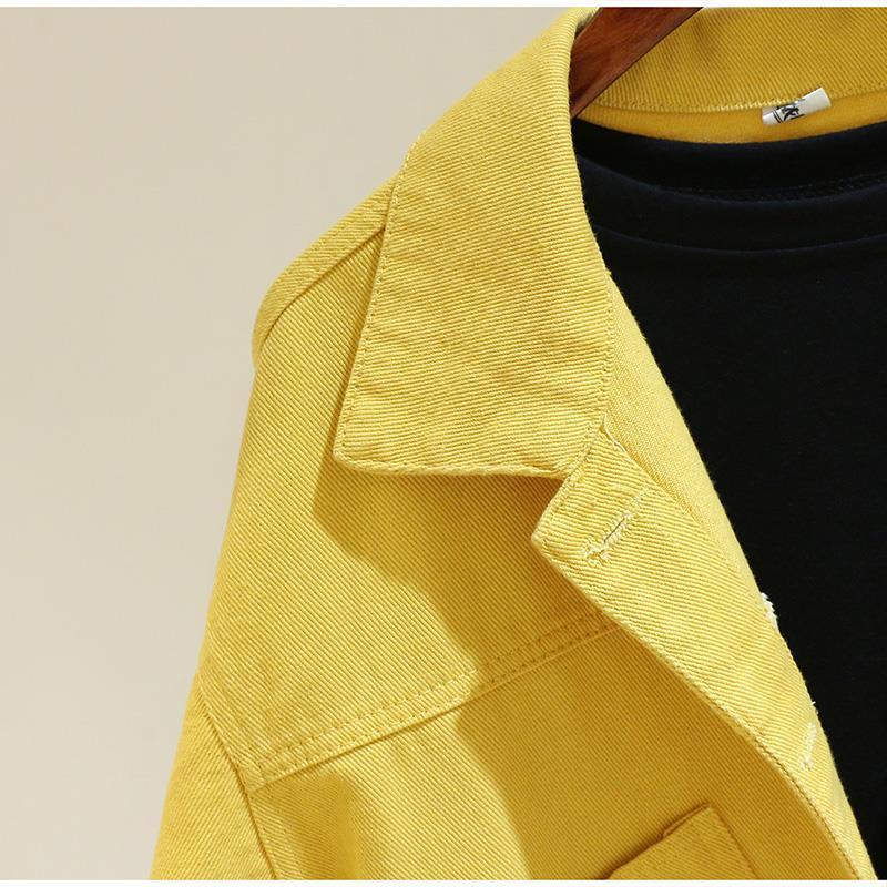 Image of 2022 Spring Autumn New Style Candy Versatile Small Yellow Denim Jacket Women Short Purple Thin Ladies Top #7