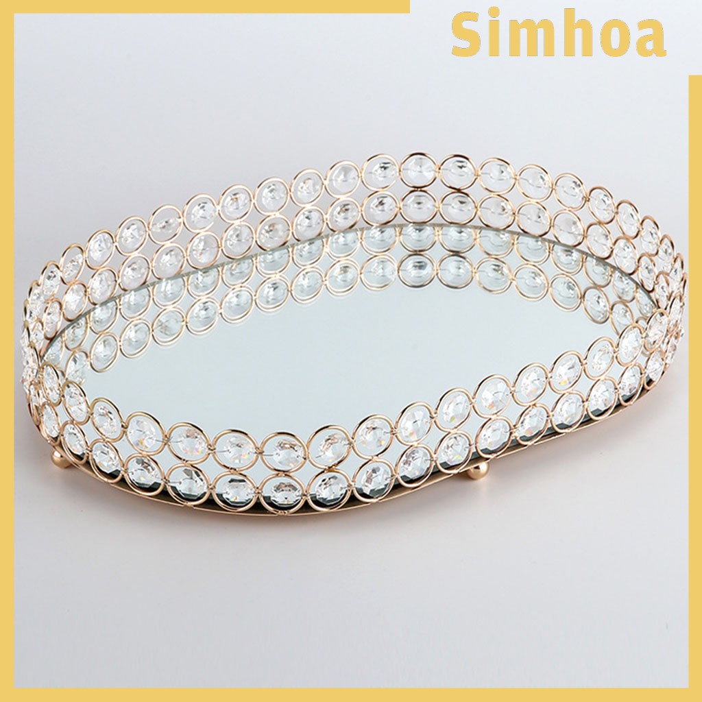 Simhoa Gold Mirrored Crystal Vanity Makeup Tray Cosmetic Perfume Bottle Tray Decor Tray Shopee Singapore