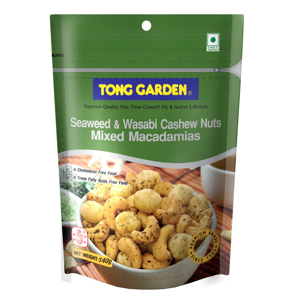 Tong Garden Seaweed & Wasabi Cashew Nuts Mixed Macadamias 140g (Bundle