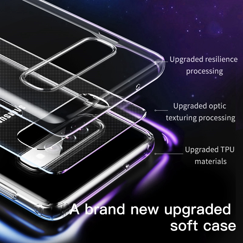 Samsung Galaxy S10 S9 S20 S8 Plus S6 S7 edge Note 8 9 Soft TPU Clear Crystal Silicone Slim Ultra Thin Transparent Case Cover