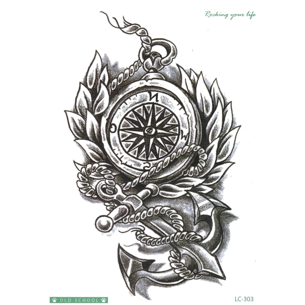 Lc303 Temporary Tattoo Stickers Compass Shopee Singapore