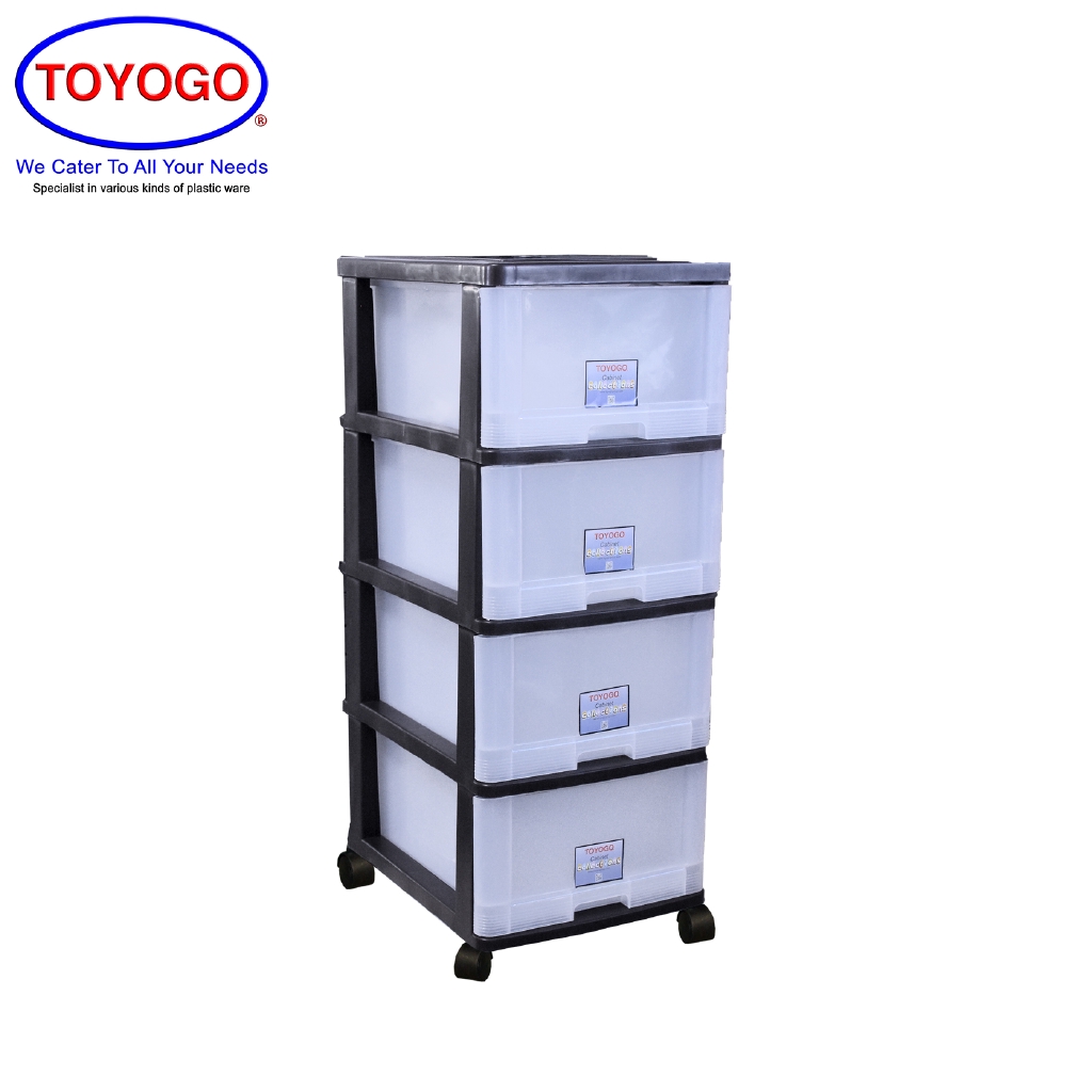 Toyogo Plastic Storage Cabinet Drawer With Wheels 4 Tier 903