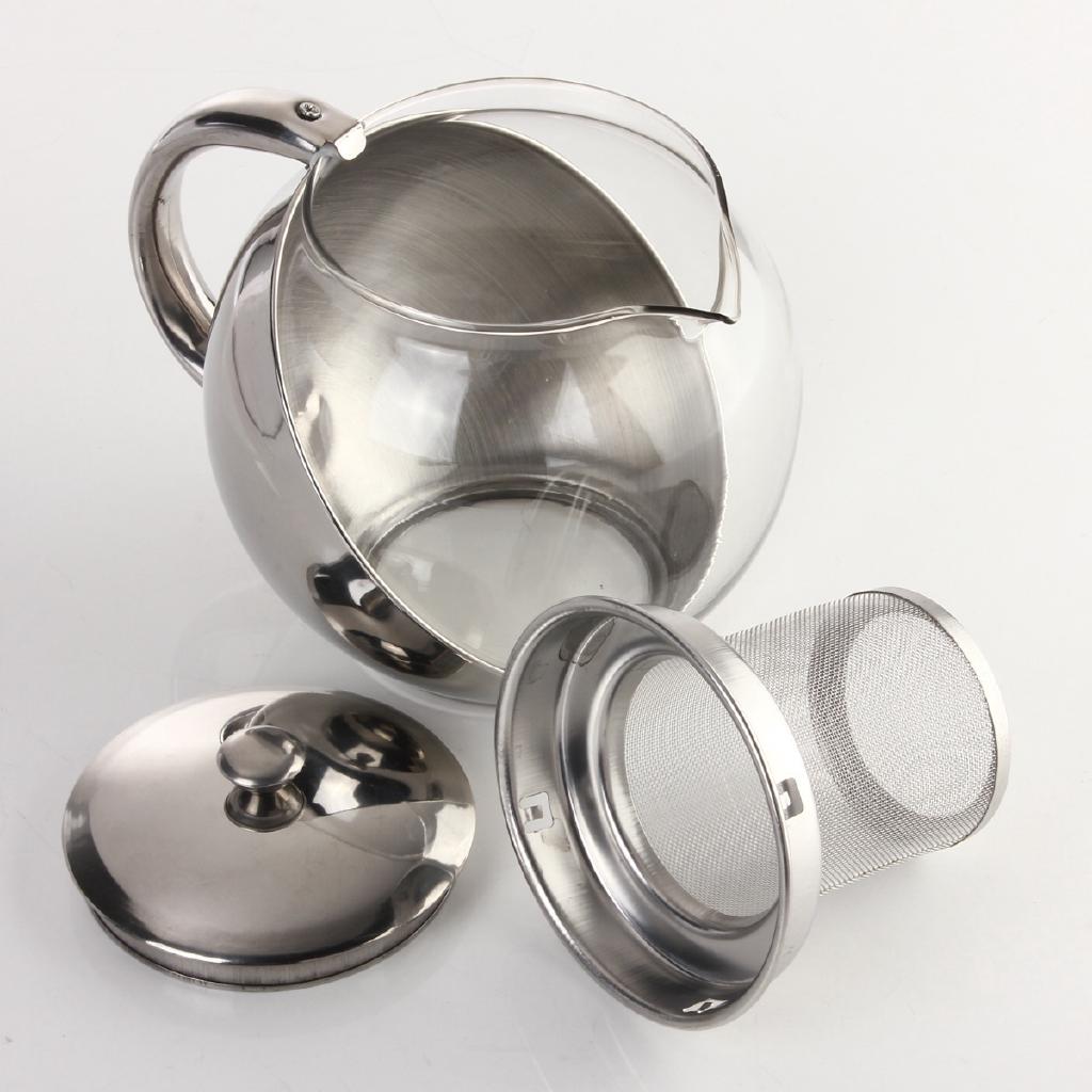 Glass Faced Teapot Strainer Lid Herbal Tea Leaf Infuser Filter Tea Pot