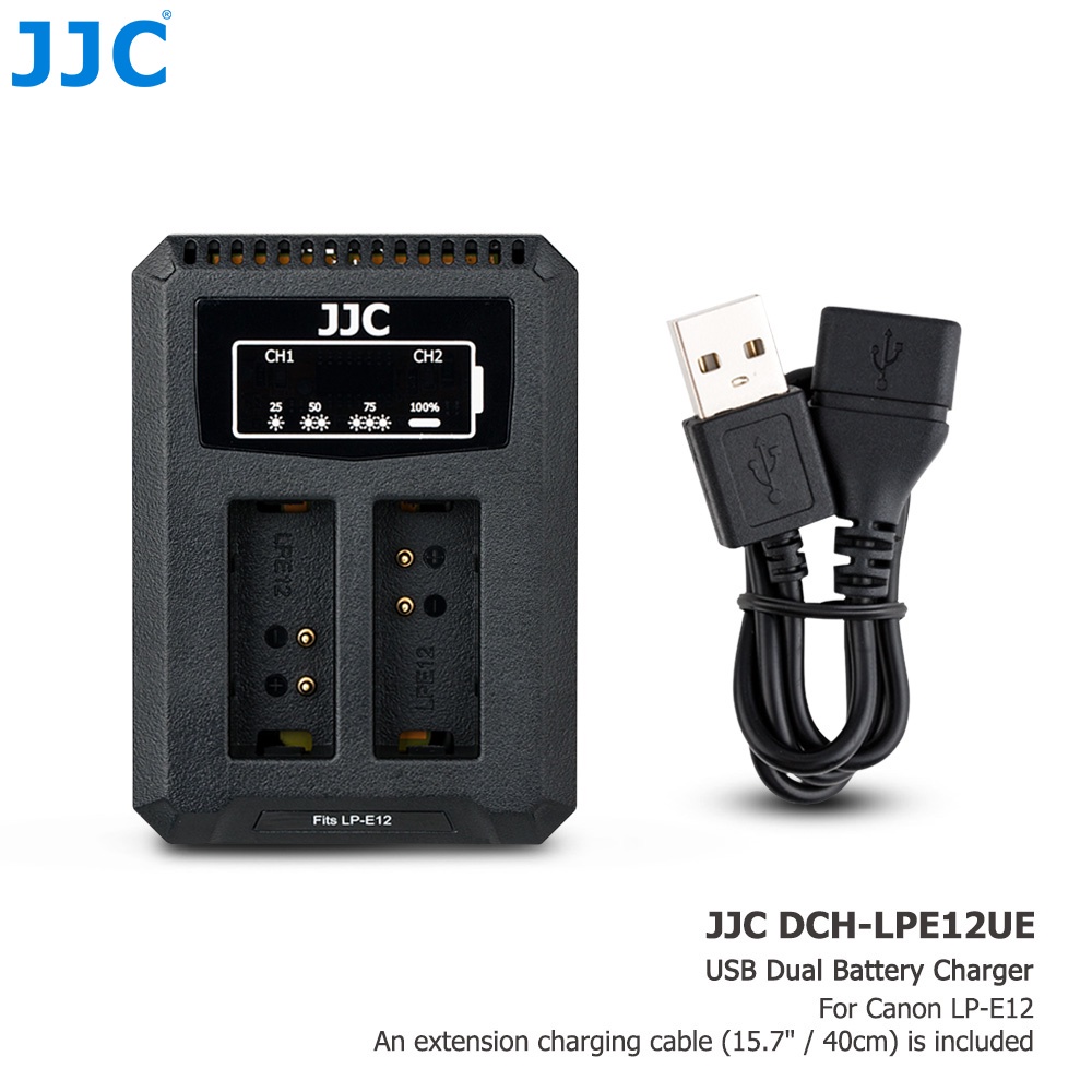 JJC LC-E12C USB Battery Charger for Canon EOS M50 Mark II, M50, M200, M100, M10, M, PowerShot SX70 HS, PowerShot G1X and More Cameras with LP-E12 Battery