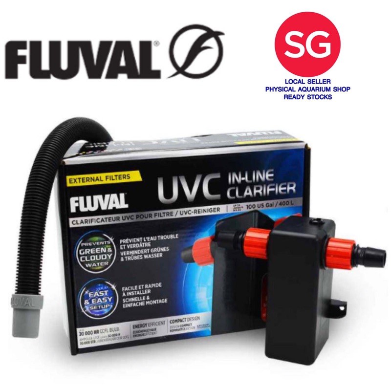 Fluval UVC inLine Clarifier 3W Low Energy UV Sterilizer, Up to 100