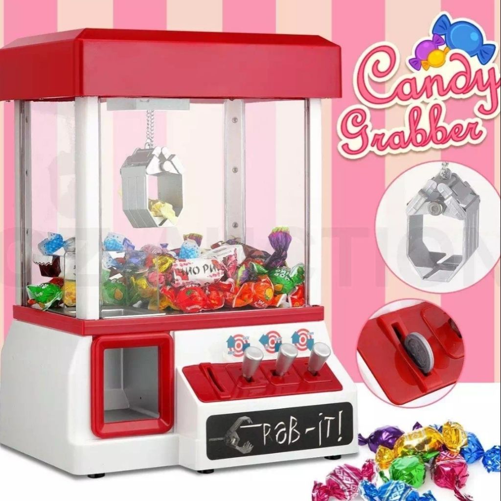 HiPlay Electronic Grabber Machine Toys for Kids-Novelty Design with LED Lights & Music 2 Power Mode-Bonus 10 Grabber Toys Mini Candy Claw Machine for Children/Parties/Games Sound Adjustable 