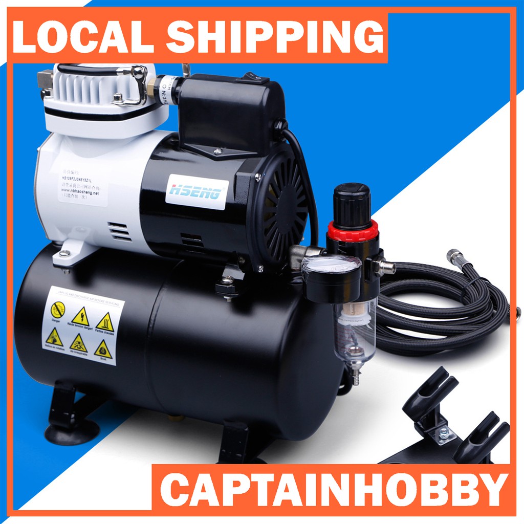 HSENG Pro Air Compressor Airbrush Kits W/ 1.5M Hose and 3L Tank for