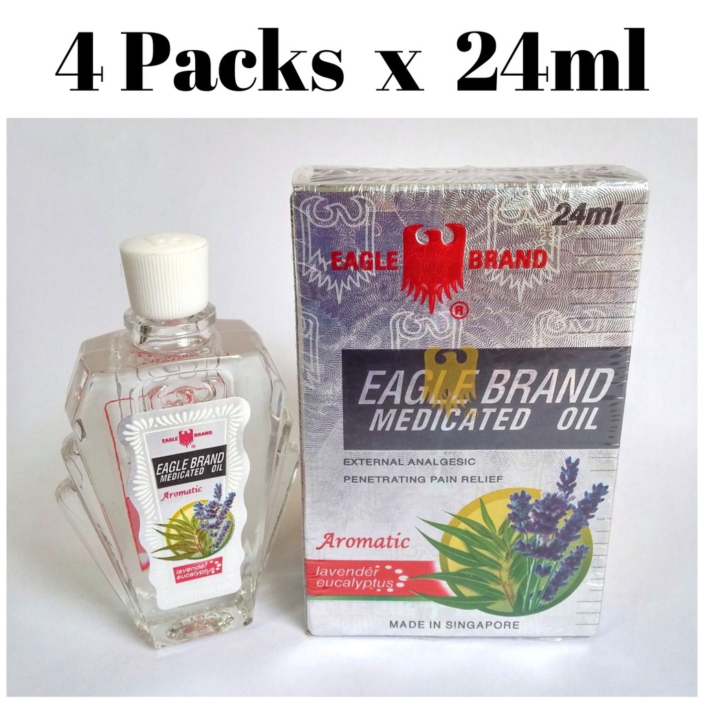 4 x 24ml Eagle Brand Medicated Oil Aromatic 4瓶装鹰标德国风油精(薰衣草尤加利香味)  24毫升giddiness headache stomachache nausea sprain pain | Shopee Singapore