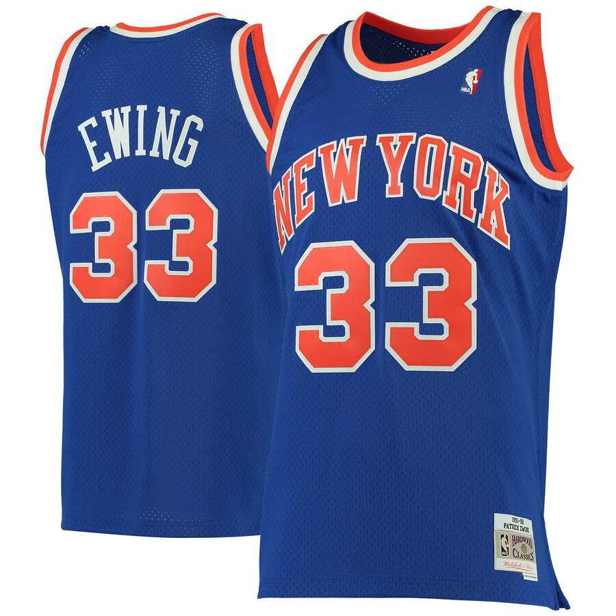 Retro Patrick Ewing #33 New York Knicks Basketball Jersey Blau# 