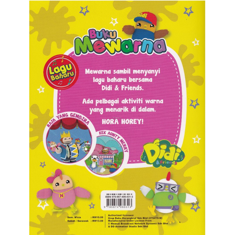 Buku Mewarna Bersama Didi Friends Lagu Baharu Raja Yang Gembira Kek Aunty Merry Shopee Singapore