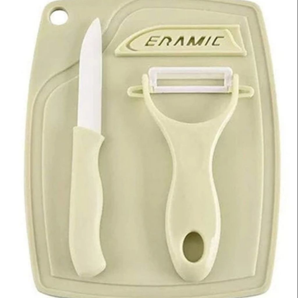 Kitchen Knife Set With 1 Ceramic Peeler & 1 Kitchen Knife & 1 Cutting